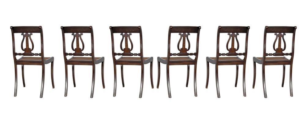Conjunto Seis Cadeiras Jantar Inglesas, Estilo Sheraton, Século XIX