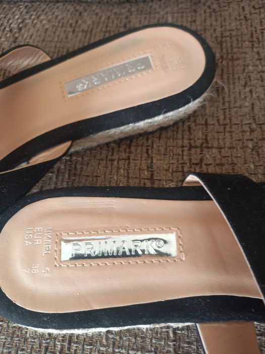 Nowe czarne klapki espadryle eko skóra zamszowa r38 Primark