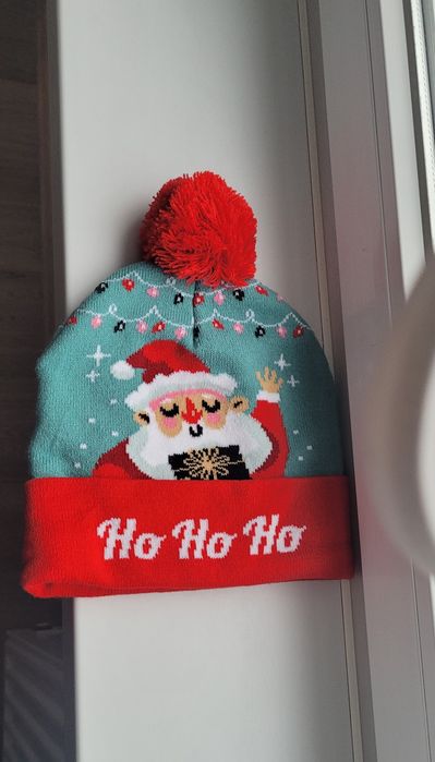 Czapka zimowa świąteczna z pomponem Mikołaj