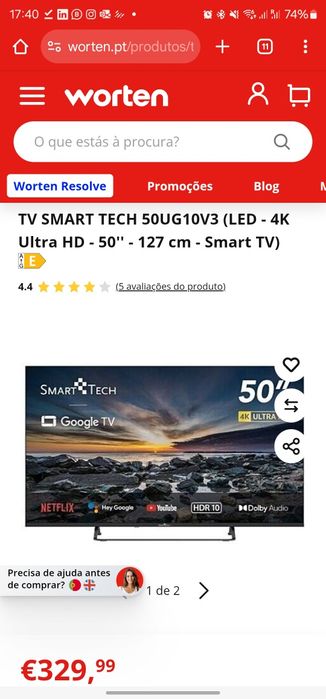 Smart TV 4K 50 polegadas, super nova, Android, Google TV63825800755075124