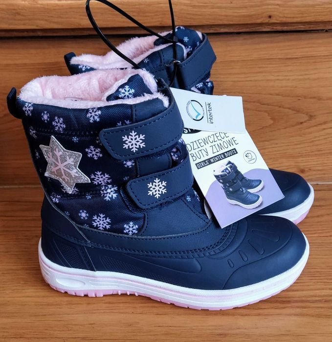 Buty na rzepy dziewczęce, kozaki, śniegowce 32 - nowe