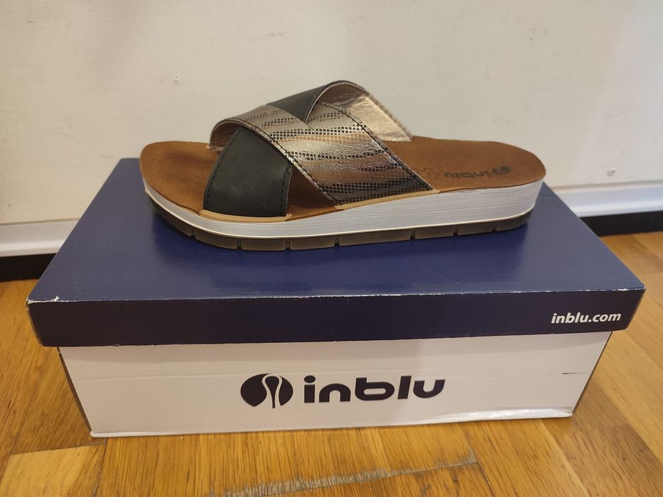 Klapki damskie inblu r 36/37 wkładka skóra NOWE