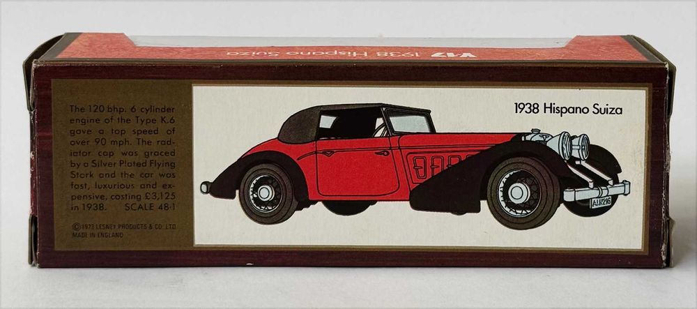 Y-17 Matchbox_1938 HISPANO SUIZA. Série “Models Of Yesteryear”. Completo, como novo.