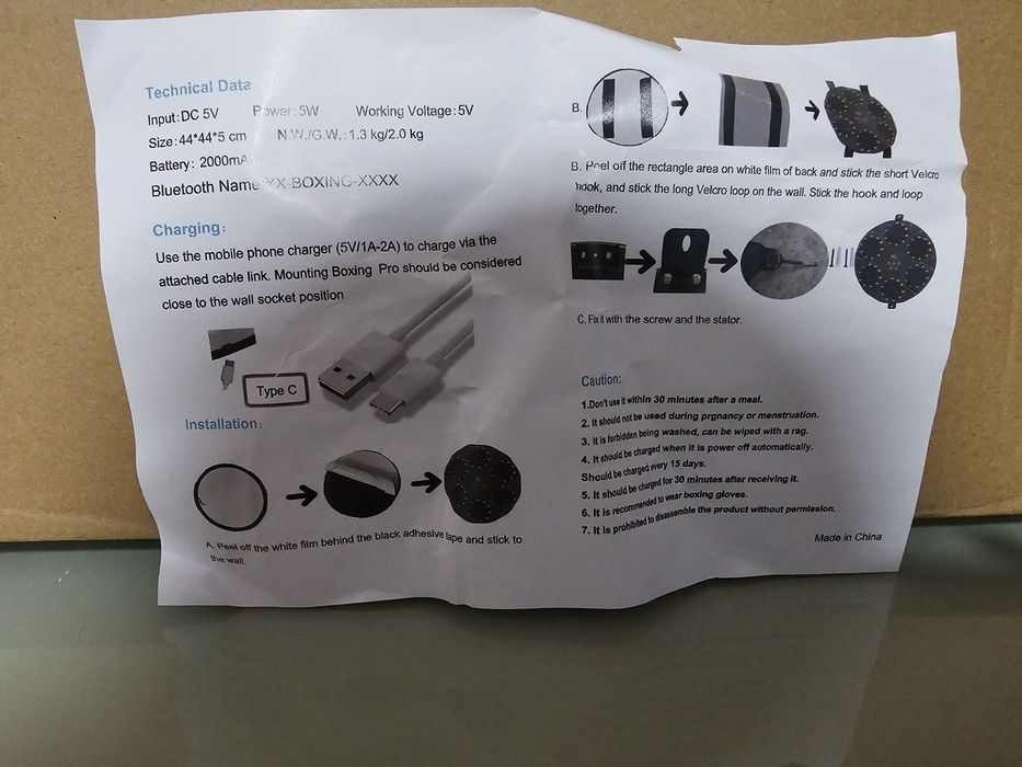 Almofada de boxe recarregável Bluetooth Light Up e máquina de exercíci