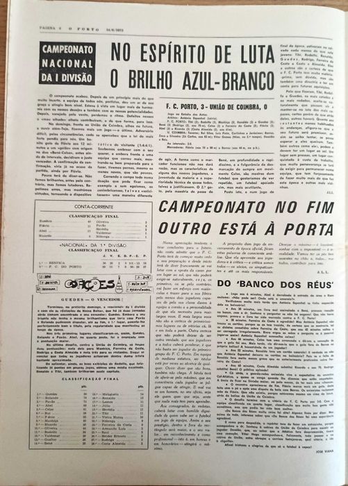 F.C.Porto - campeão de voleibol, entrevista a Celso - jornal O Porto de junho de 1973