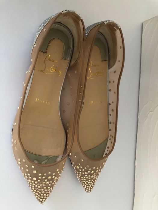 святкові весільні Балетки Christian Louboutin Follies Mesh Stras — zdjęcie 3