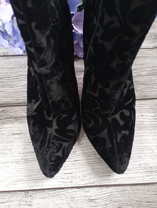 Piękne czarne botki Kazar 38 glamour chic