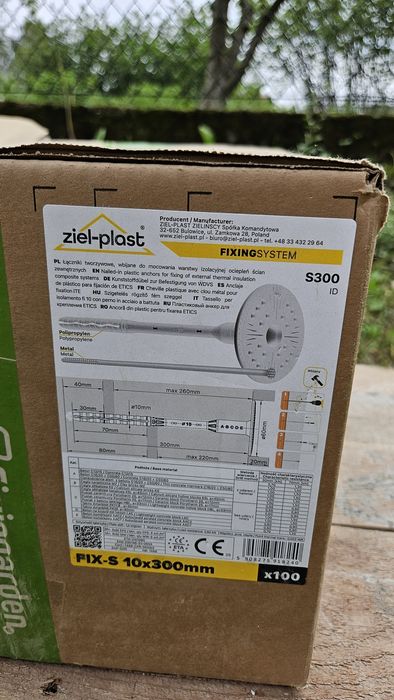 Kołki do styropianu FIX-S Ø10 mm 10x300 Zielplast elewacja