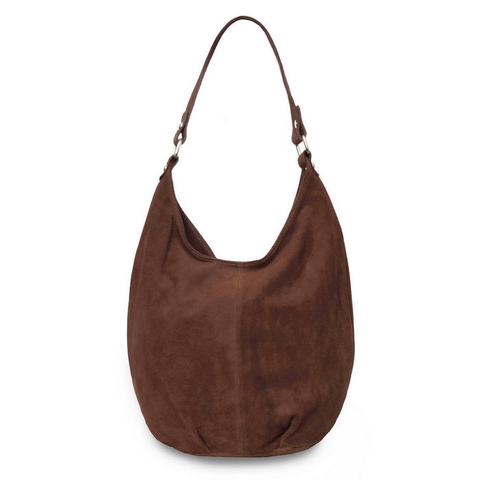 VERA PELLE torebka damska zamszowa worek na ramię V058 brązowa