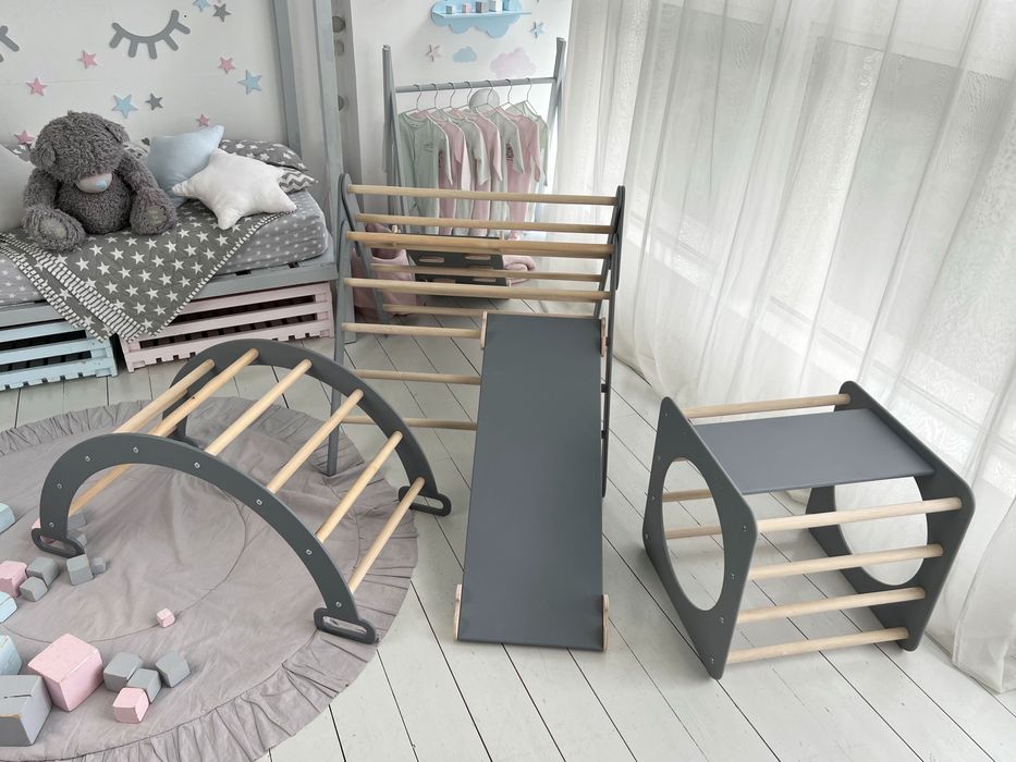 Сiрий дитячий комплекс Піклера Пиклер Арка Трикутник Подушка монтесорі