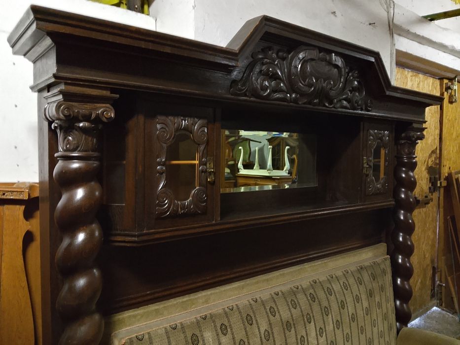 Antyk niespotykany kanapa -witryna-bufet-barek gdański debowy. jedny