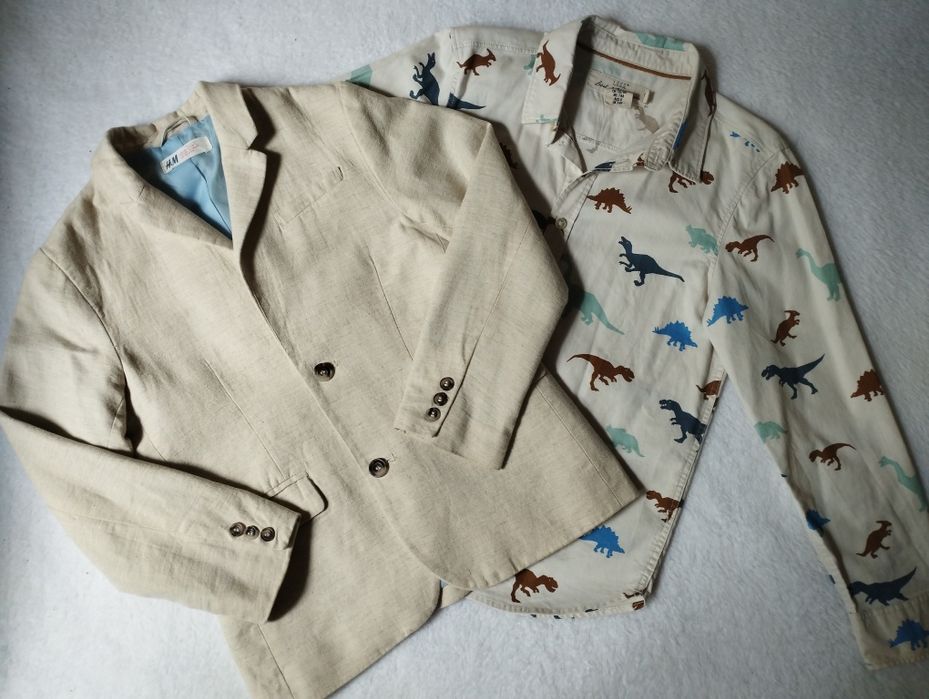 Бежевий піджак та бежева сорочка H&M на 7-8 років