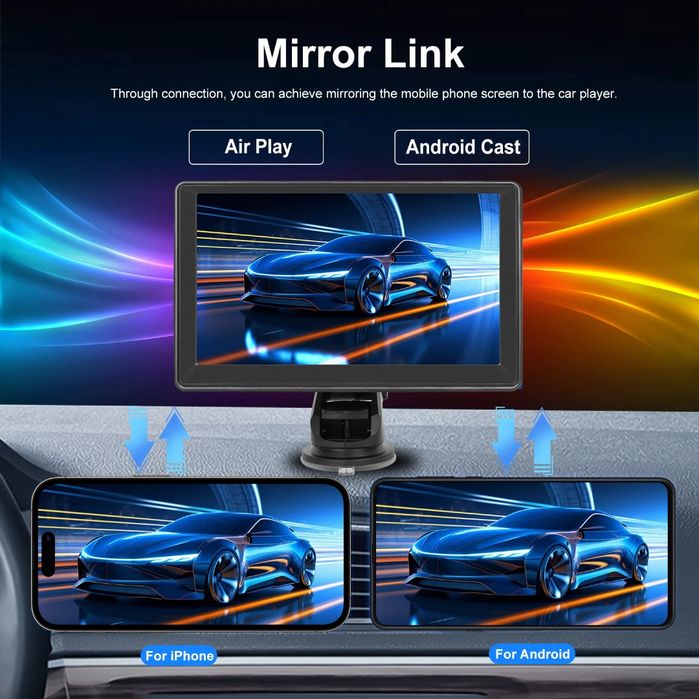 Auto rádio Portátil universal 7" Carplay Android auto
