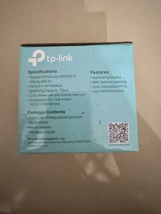 Switch TP-Link TL-SF1005D 5 Portas 10/100Mbps NOVO