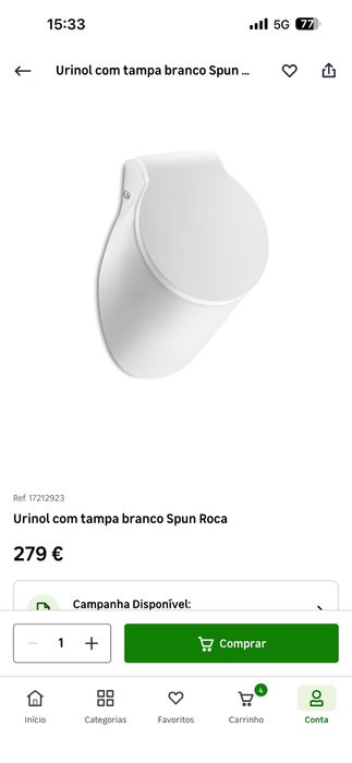Urinol Roca Spun com tampa – Novo