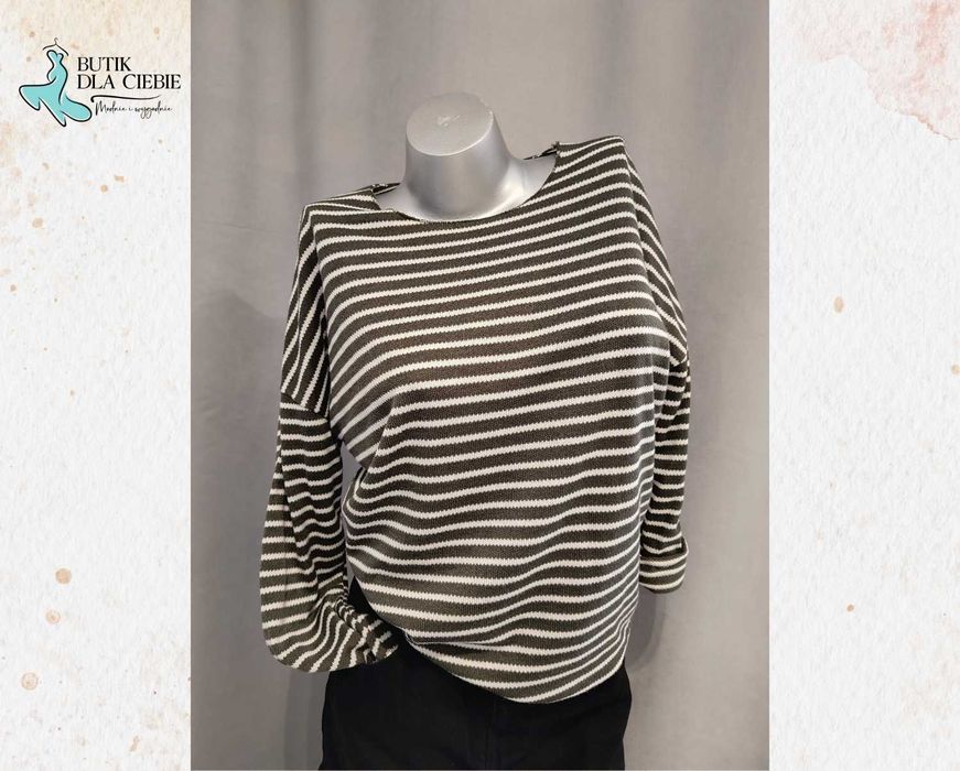 -> Stylowy sweter damski w paski - dwukolorowy / marki: M&G / Rozmiar: Uniwersalny