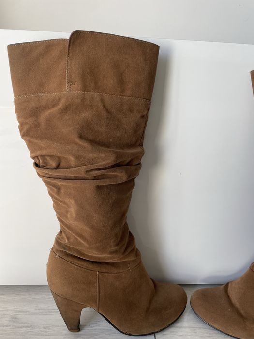 Buty damskie botki kozaki zamszowe brązowe 36
