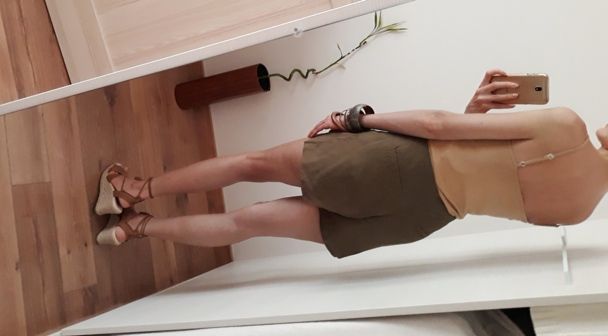 Mango szorty materiałowe wyższy stan wiskoza khaki oliwka 36
