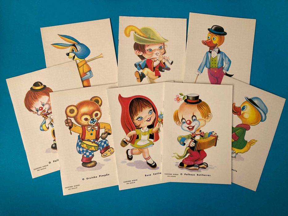 Colecção de 8 Cadernos Escolares muito bonitos da Firmo Anos 70
