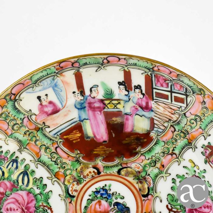 Prato fundo Porcelana China decoração Mandarim, período República N2