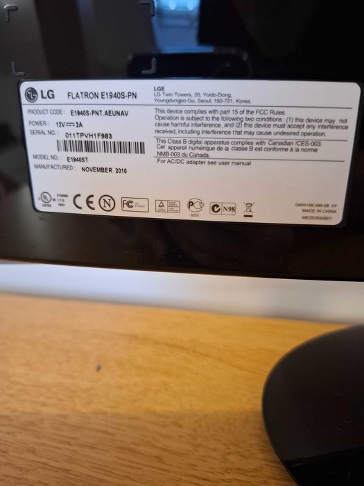 Monitor LG 19'' FLATRONE E1940S-PN 1366 x 768, matryca TN