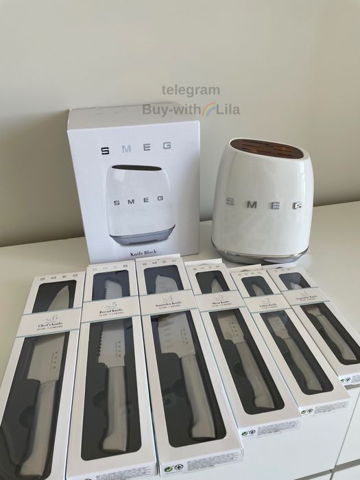 Ножі Smeg + підставка в повному пакуванні кольори в асортименті