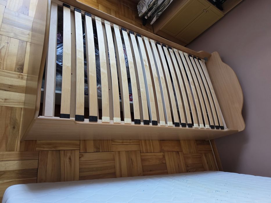 Łóżko 90x200 + materac + stelaż + 2 szuflady – komplet