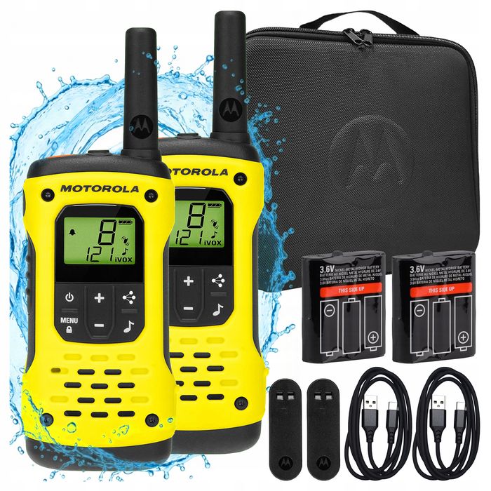 NOWA Krótkofalówka walkie talkie MOTOROLA T92 H2O wodoodporne zasięg 10km + etui ORYGINALNY Zestaw FV GWARANCJA SKLEP Katowice + Wysyłka cała Polska