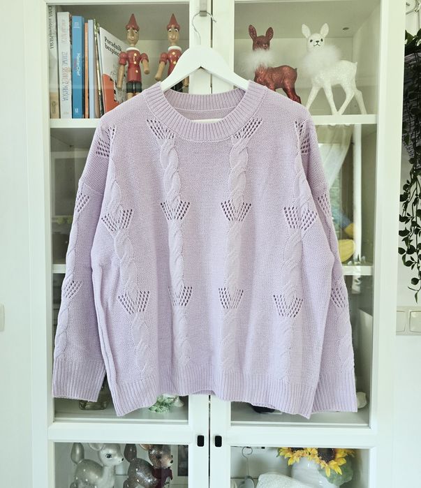 Shein oversizowy liliowy sweterek wiosenny one size