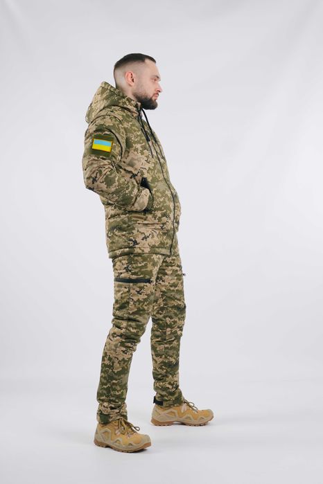Військова форма зимова піксель теплий тактичний костюм з флісом