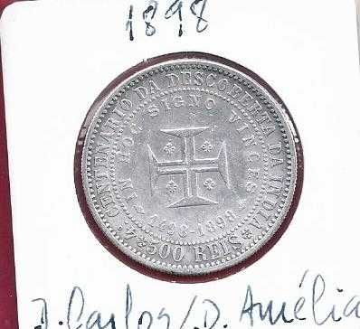 MONARQUIA  D. CARLOS  I  500 Reis  1898  Prata