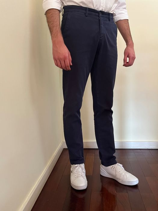 Calças Chino Hackett Kensington Slim Azuis Escuras (Tamanho 30)