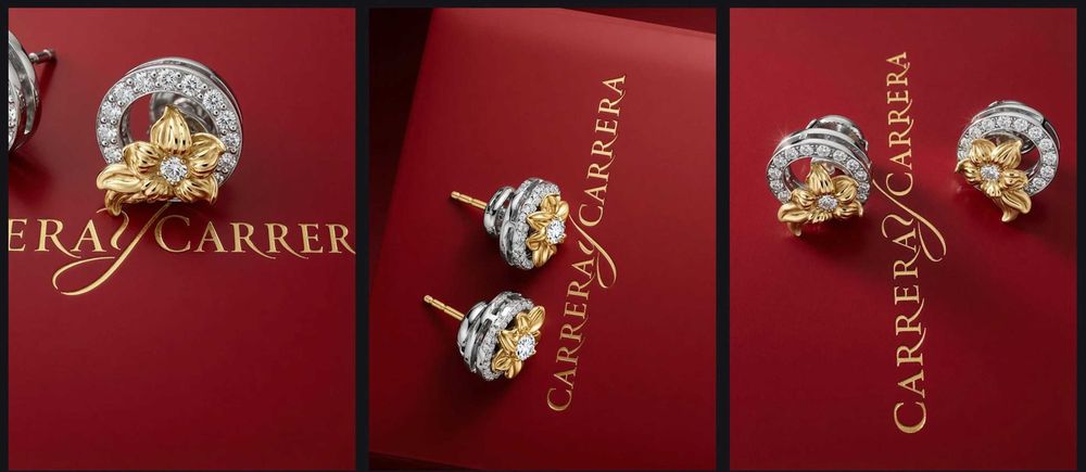 Коллекционный комплект Carrera y Carrera: кольцо с London Blue Topaz и серьги с бриллиантами. Оригинал.