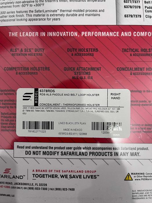 Kabura Safariland 6378RDS czarna  Glock 17