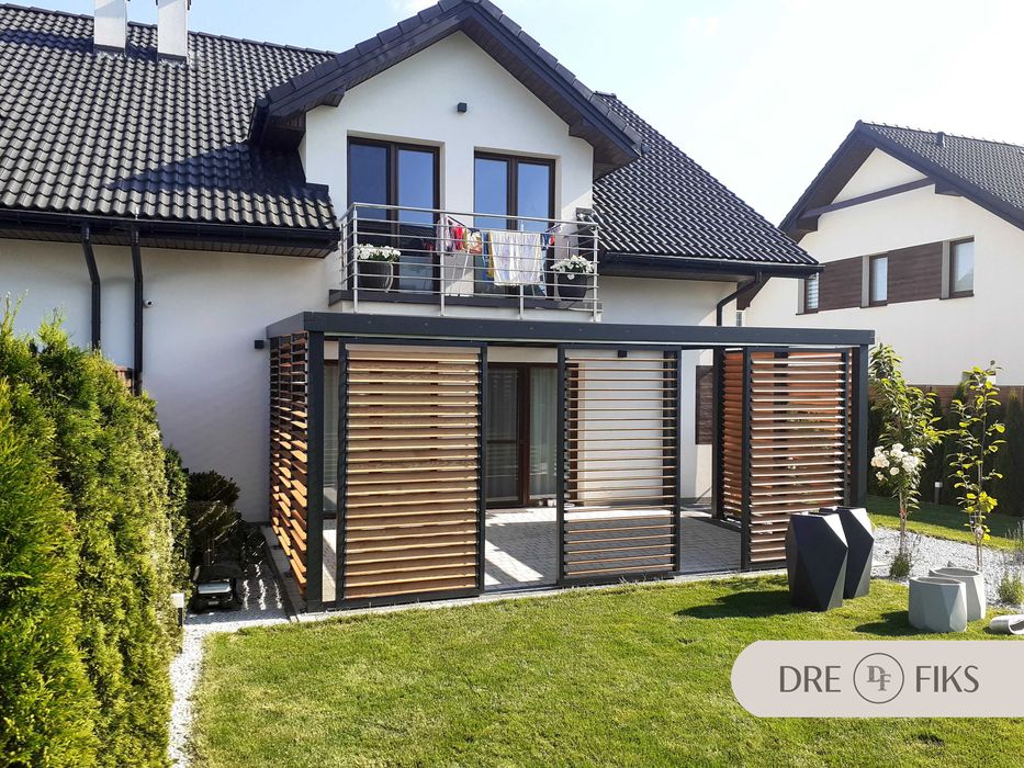 Żaluzje drewniane ogrodowe Shutters Ruchome Deseczki system