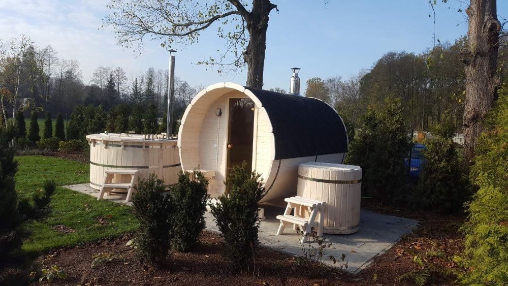 Sauna Beczka Gorąca Balia Sauna Ogrodowa Typu Premium Wyposażona
