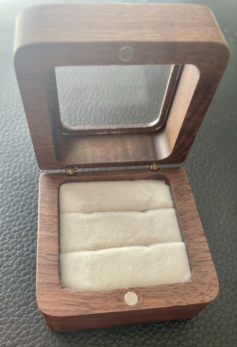 Drewniane pudełko na obrączki Boho/ Rustykalny