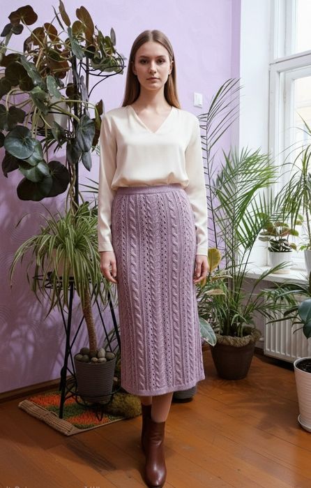 Спідниця в'язана лавандова зимова тепла