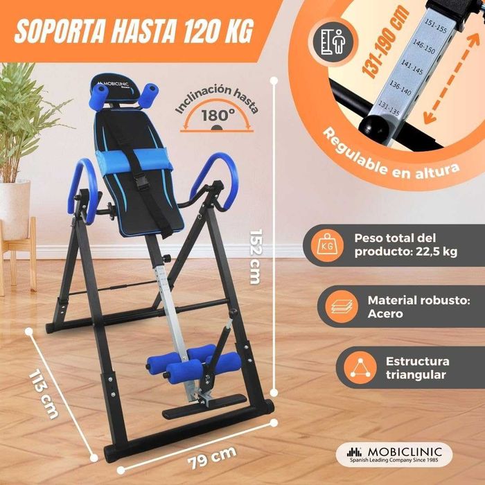 Inversion table, Foldable, 180° tilt, Up to 120 kg