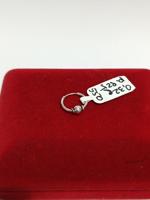 Srebrny kolczyk kółko z kuleczką, srebro próby 925