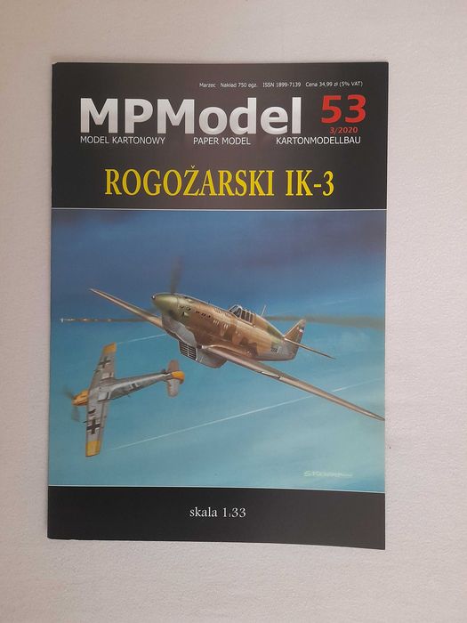 Samolot myśliwski Rogożarski IK-3, 1:33, wyd. MPModel, stan bardzo dobry