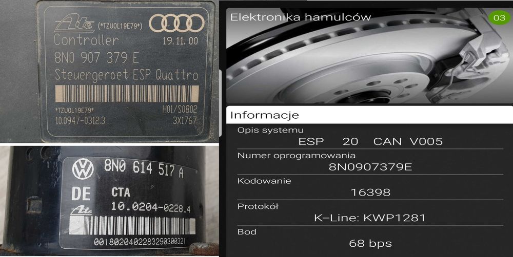 Audi S3 8L TT 8N Leon Cupra Quattro Pompa ABS ESP