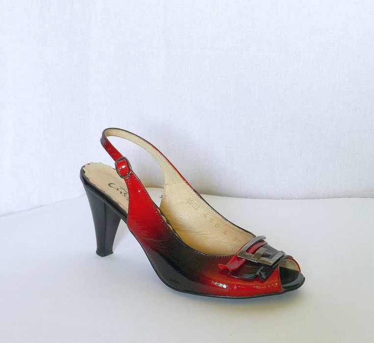 sandały obcas skóra lakierowana 37 roz