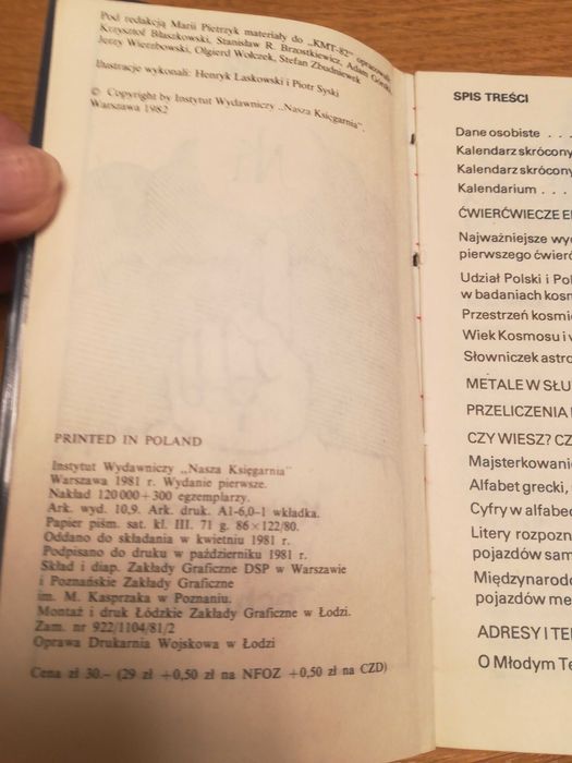 Kalendarz Młodego Technika z 1982r. PRL