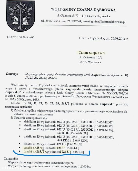 sprzedam działkę rekreacyjną nad jeziorem Jasień
