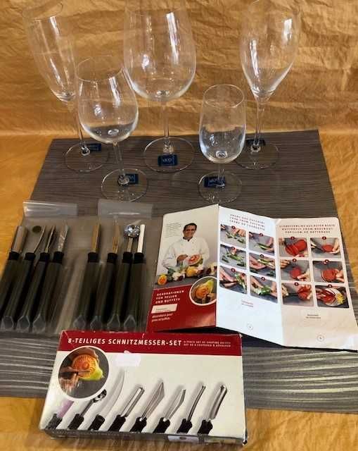 conjunto de copos, garrafas em vidro ou cristal e utilidades tudo novo com 50% de desconto