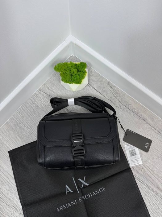 Чоловіча сумка Armani Exchange чорна Барсетка армані ексчейндж Сумка через плече A | X