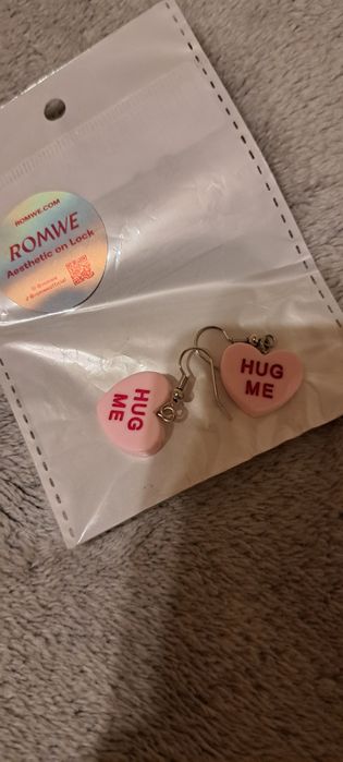 Kolczyki różowe serduszka emo alternative cute kawaii pink heart anime