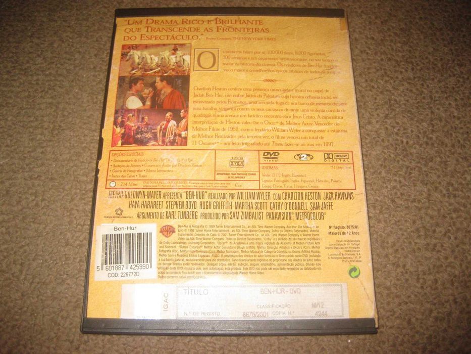 DVD "Ben-Hur" com Charlton Heston/Snapper