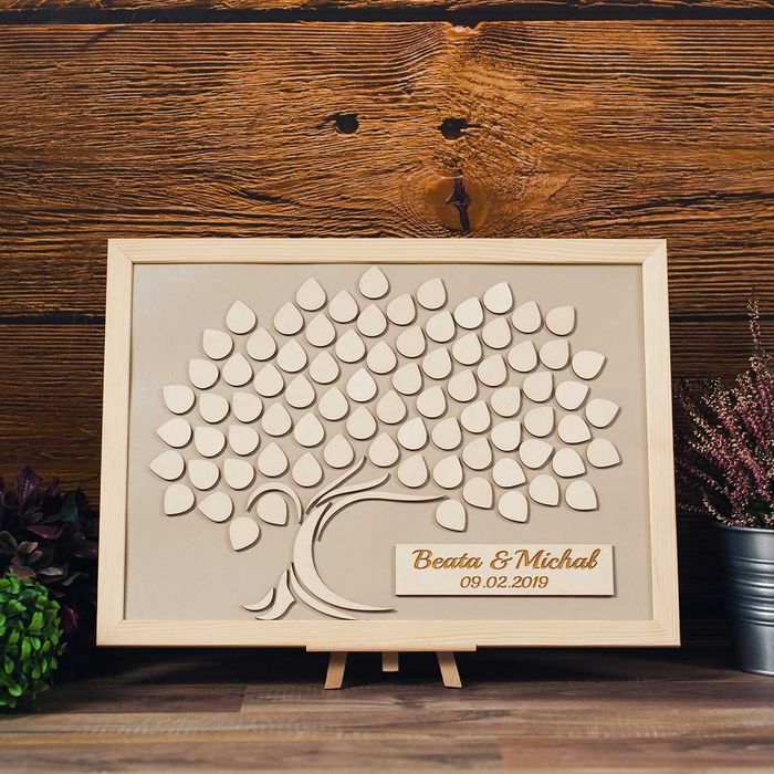 Księga gości weselnych drzewo - 80 SZT. - DREWNIANA